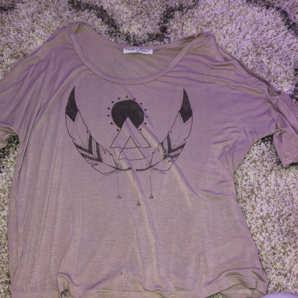 Off the shoulder light pink top